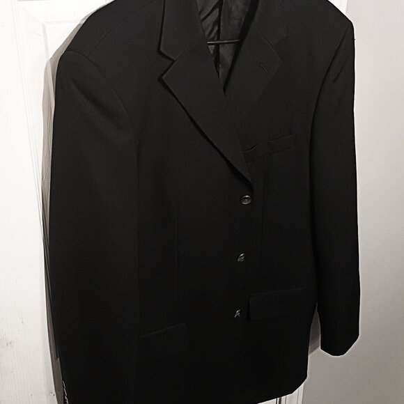 Linea Uomo Men Black 3 Metal Button Suit Jacket Only 44R - Picture 2 of 12